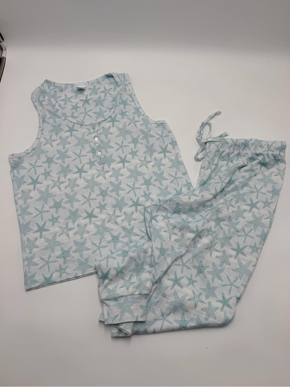 Mia & Tess XL Starfish Pajama Set Coastal Beach Lounge Tank Pants 2 Piece